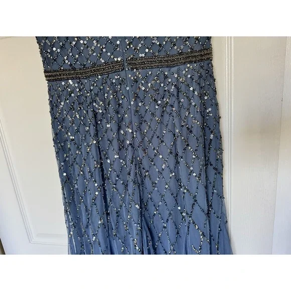 NWT Adrianna Papell Beaded Evening Gown Or Mother of Bride Sz 10 Blue - Picture 11 of 16